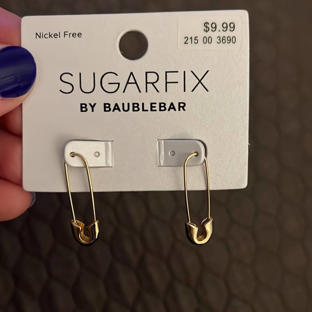 Sugarfix by Baublebar-Set of 3: Safety Pin Threaders, Butterly Hoops, Gold Hoops - Picture 2 of 8